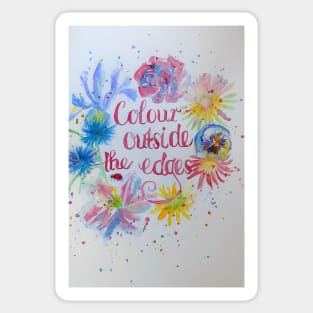 Colorful flower Watercolor Painting - Colour Ouside The Edges Sticker